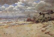 Girolamo Nerli Coast scene with pier oil painting picture wholesale